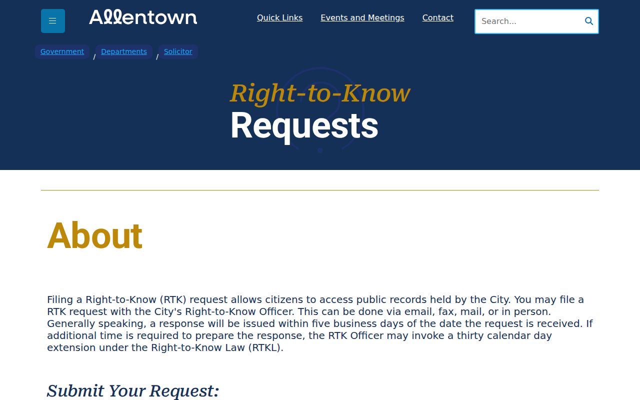 Allentown Right-to-Know channel for police and criminal records