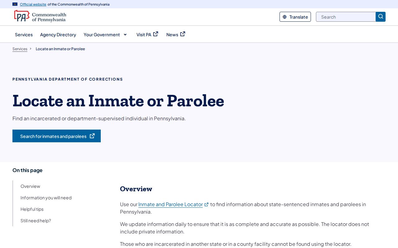 Lehigh County arrest record guidance for Pennsylvania state inmates
