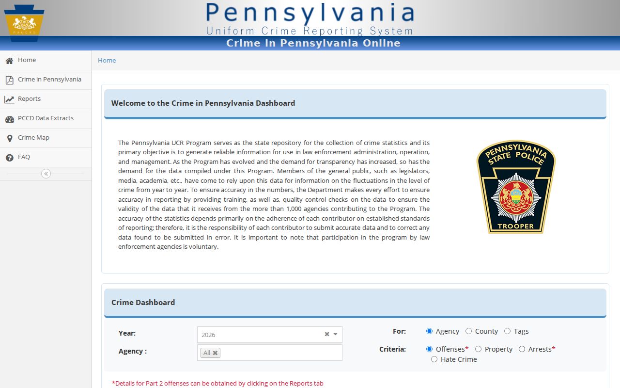 Lehigh County arrest record statistics in Pennsylvania UCR