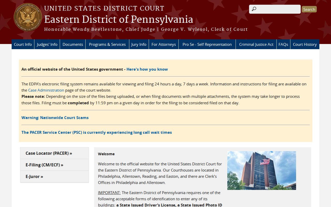 Lehigh County federal criminal court cases in the Eastern District of Pennsylvania